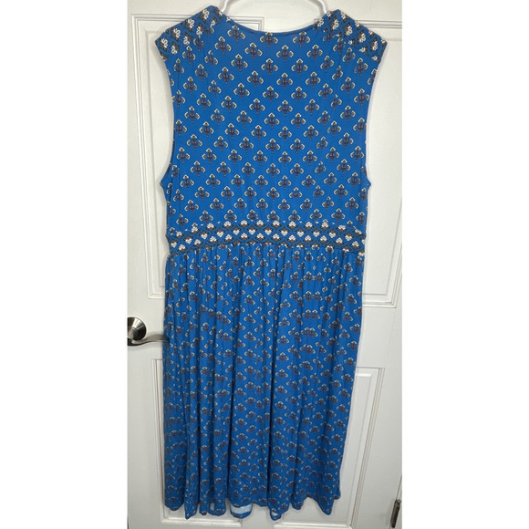 Boden Women's Thea Sleeveless Midi Dress Sz 16/18 Stretch Boho Twin Print Preppy - Picture 8 of 13